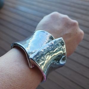 Vintage Modernist Statement Wrap Cuff Magnetic Closure Israel Artisan